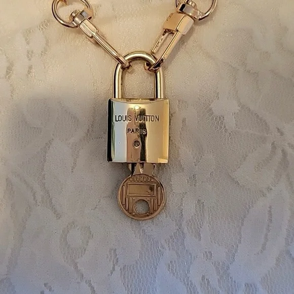 Louis Vuitton Vintage #219 Lock and Key on Unbranded Gold Necklace.